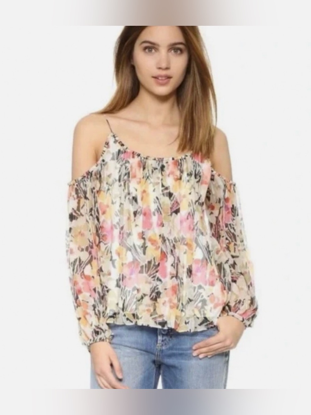 Elizabeth and James silk cold-shoulder blouse